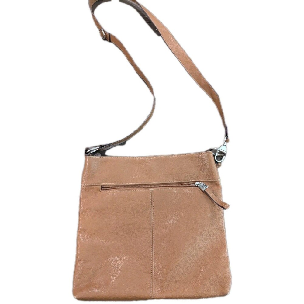 Tignanello Brown Leather Crossbody Adjustable Strap Outer Zip Pocket Inner Euc